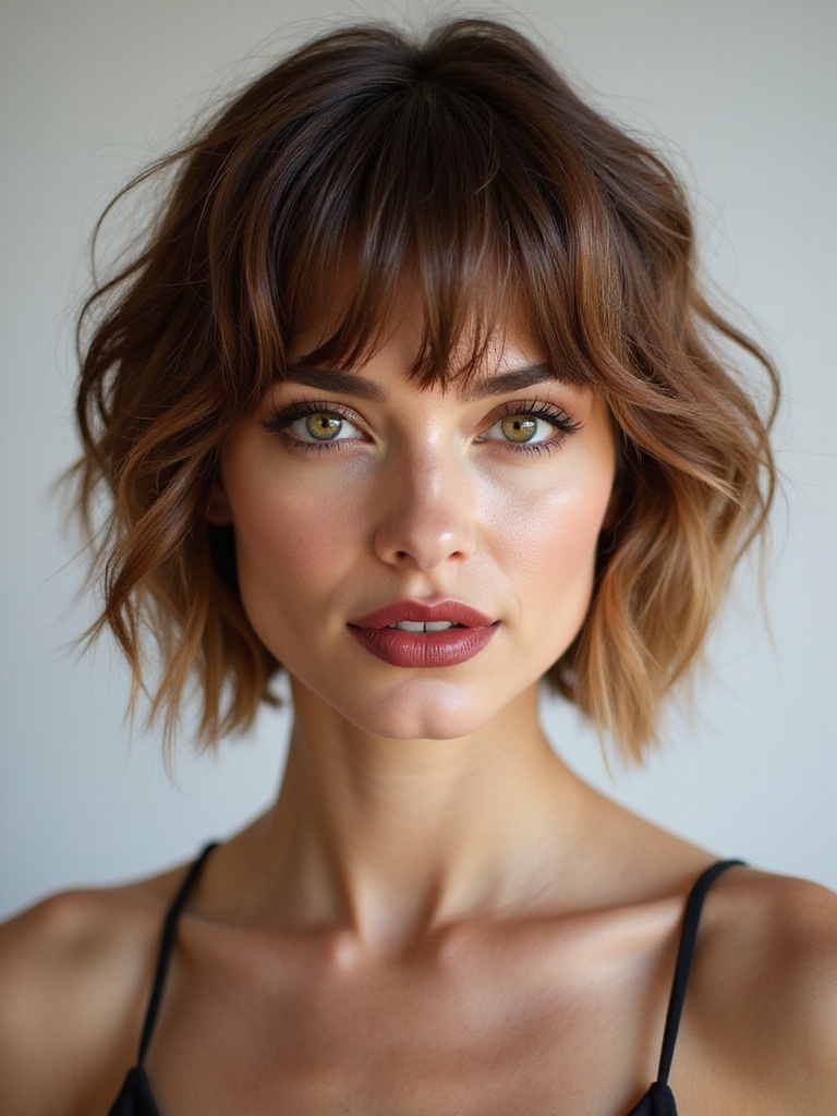 curtain bangs with shag layers
