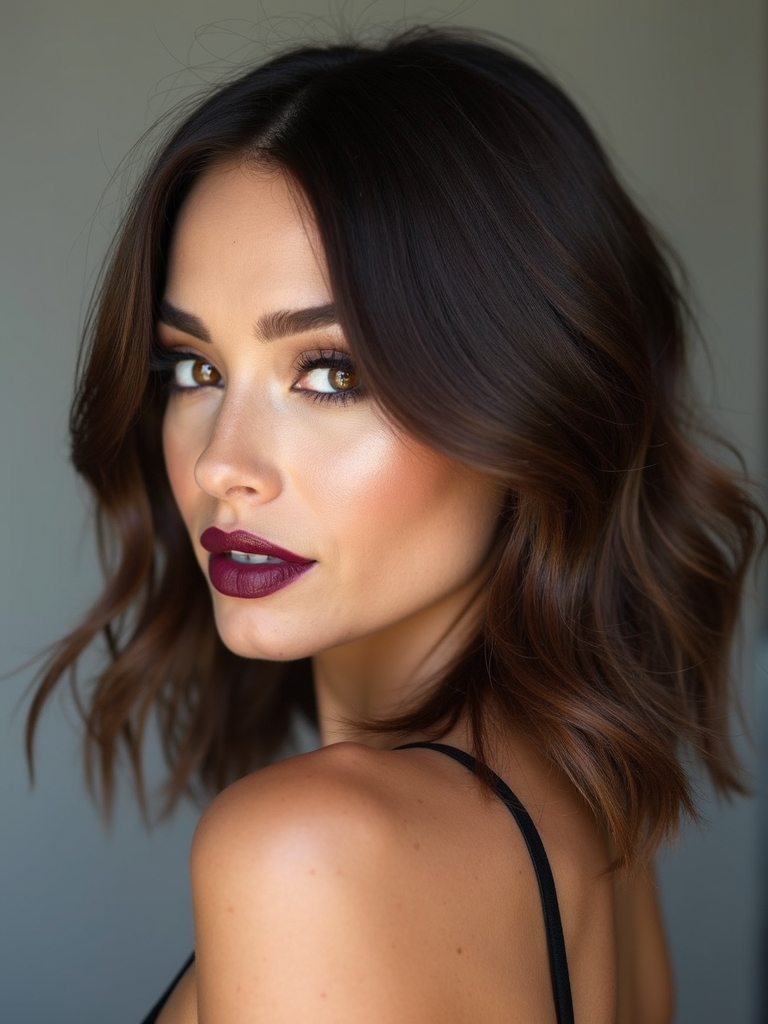 A debulked layered lob for thick hair