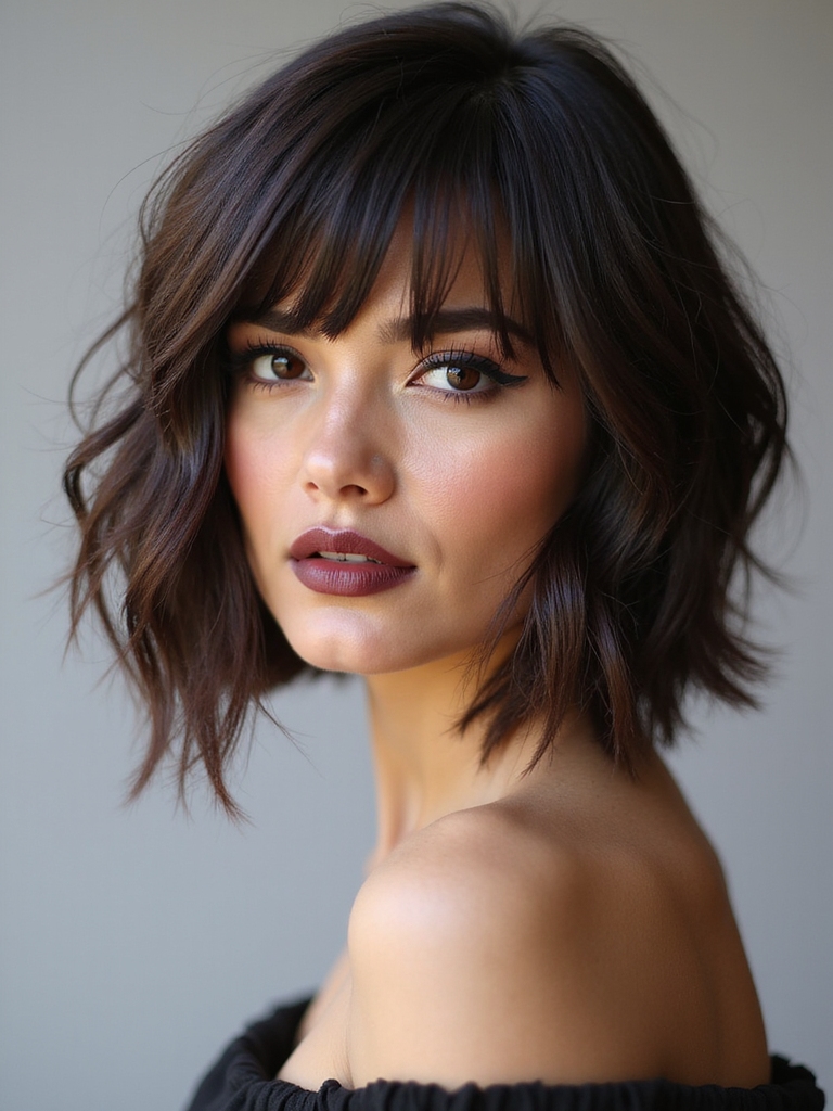 debulked layered shag haircut