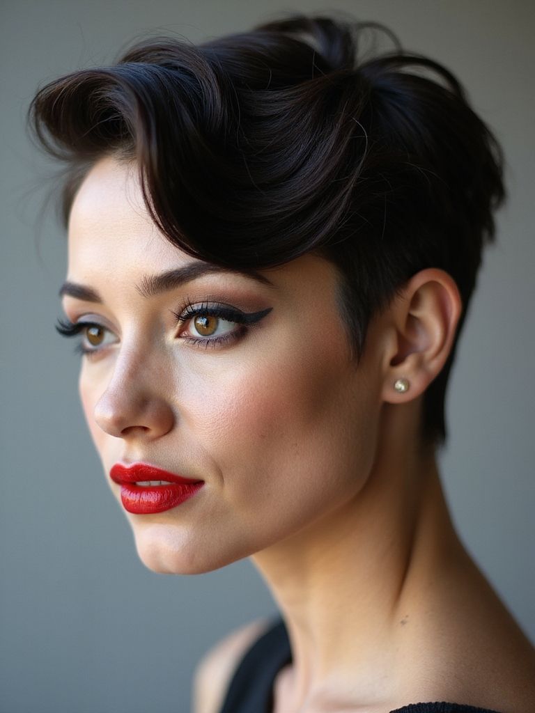 deep glossy side swept pixie
