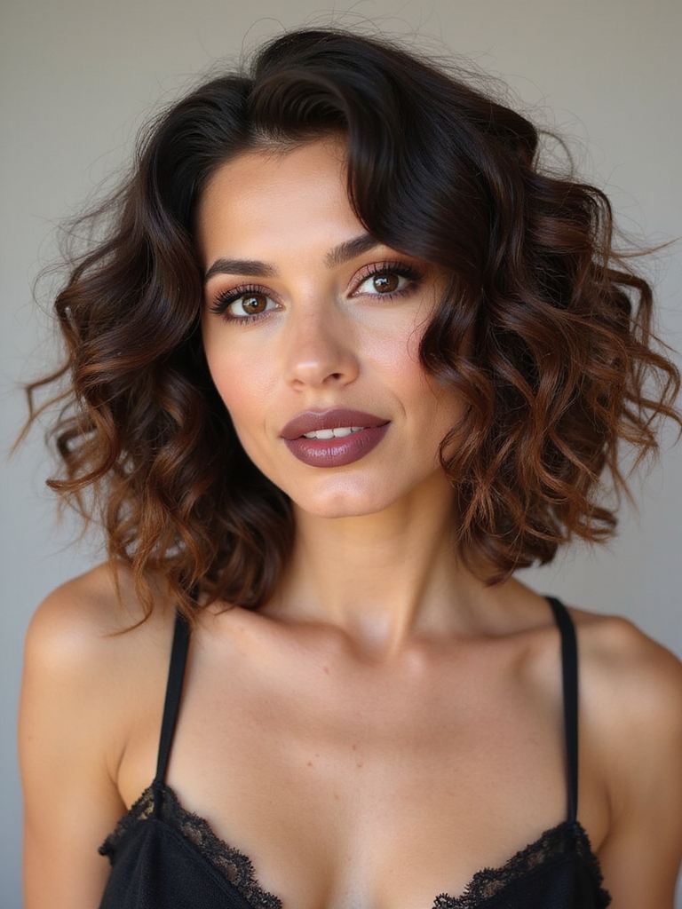 Side-part curly bob