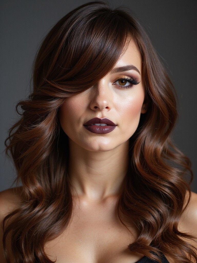deep part asymmetrical textured bangs