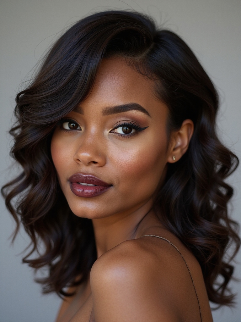 A coily side part with stretch and definition