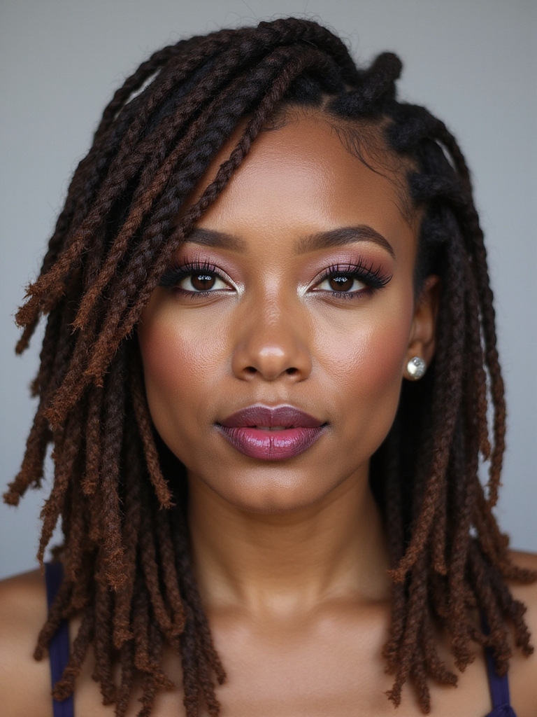 deep side parted sweeping locs
