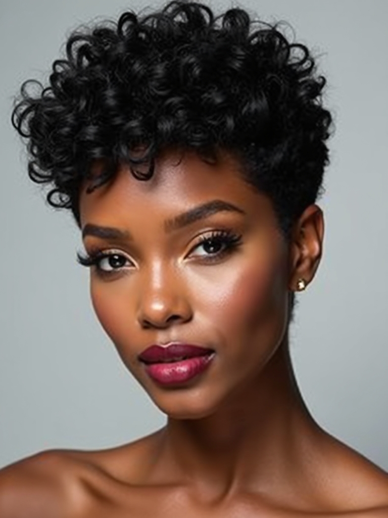 defined springy curly pixie