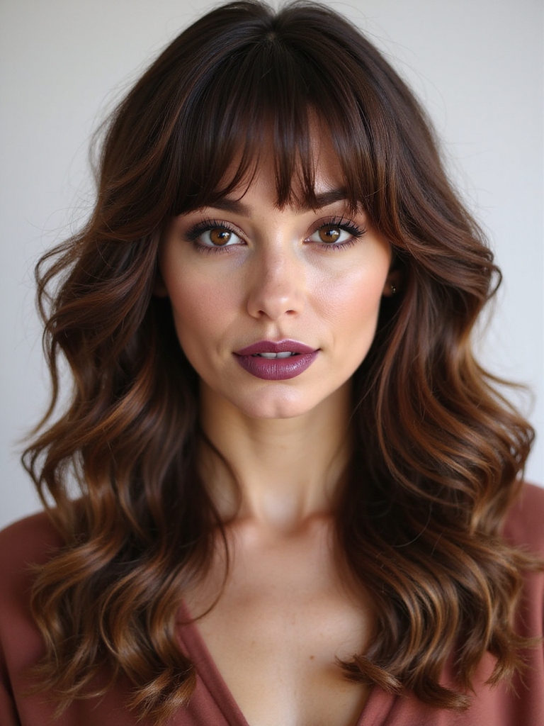 defined textured curly wave bangs