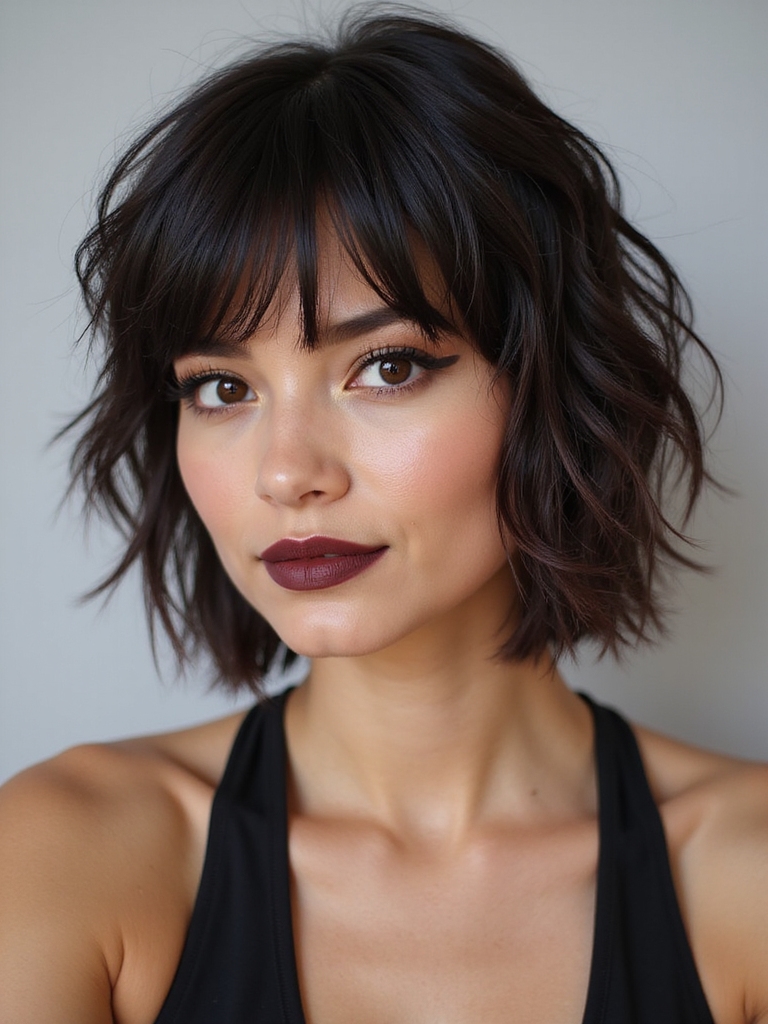 dense brow grazing textured fringe