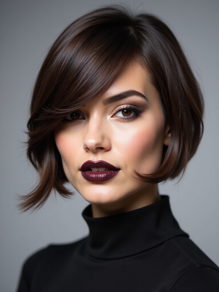 Side-swept angled bob