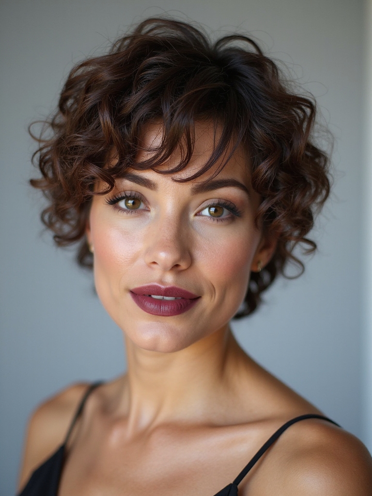 Diffused curly pixie