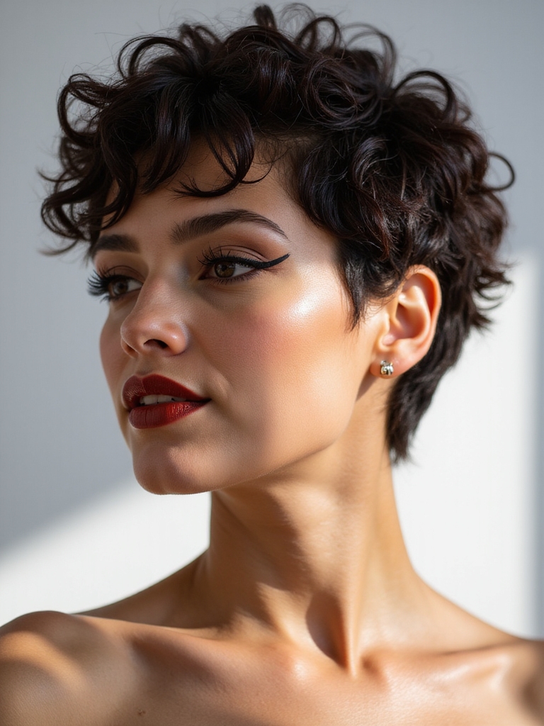 diffused bouncy curly pixie