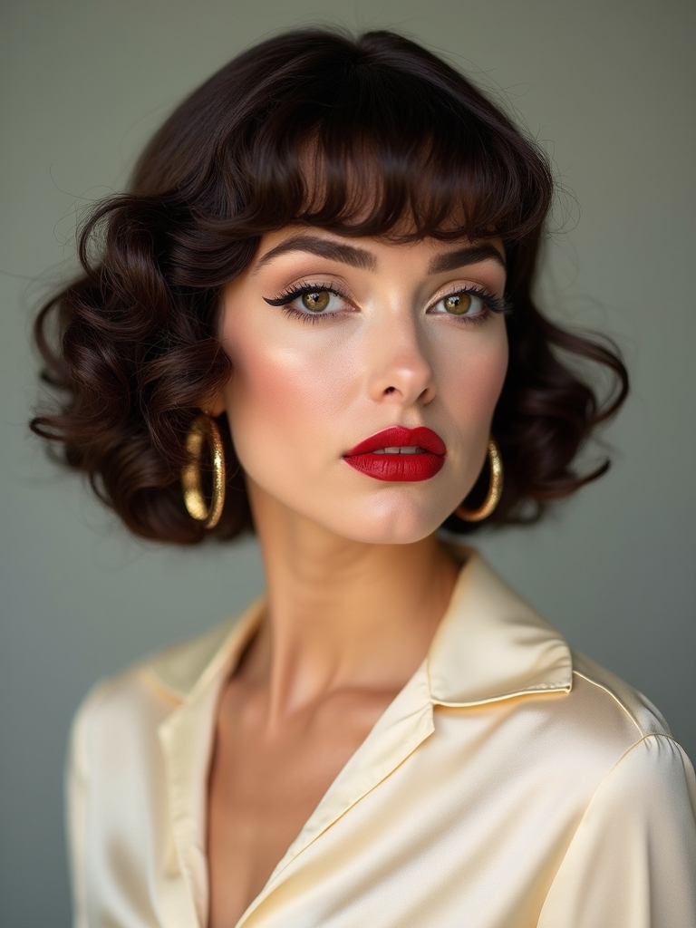 Curly short curtain bangs embracing natural texture