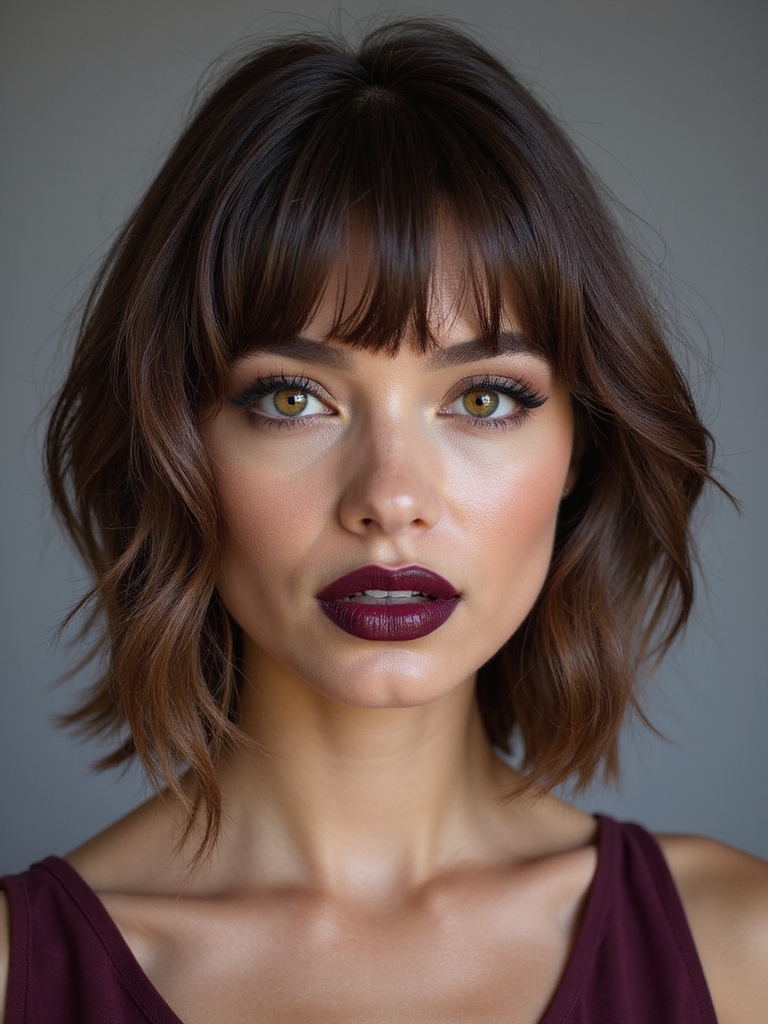 edgy center part feathered wolfcut