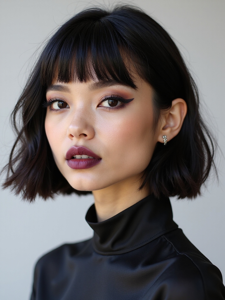 Micro bangs round face