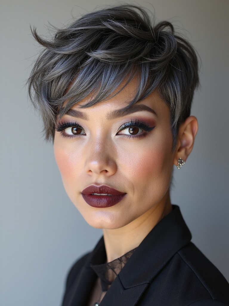 edgy textured pixie layers