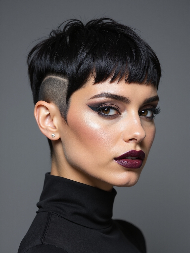 A pixie with a shaved design