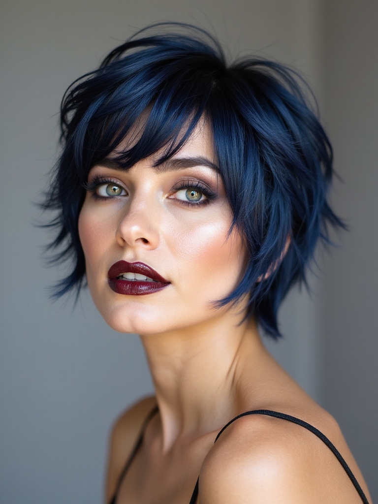 edgy voluminous wolf cut with bangs