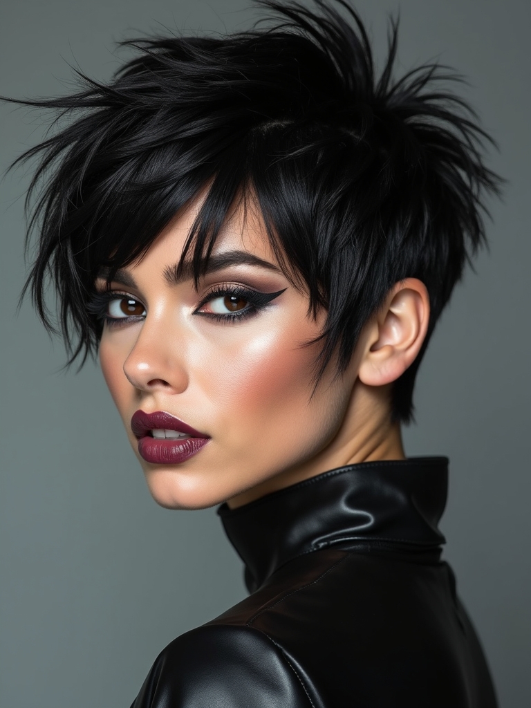 edgy wolf cut with micro bangs