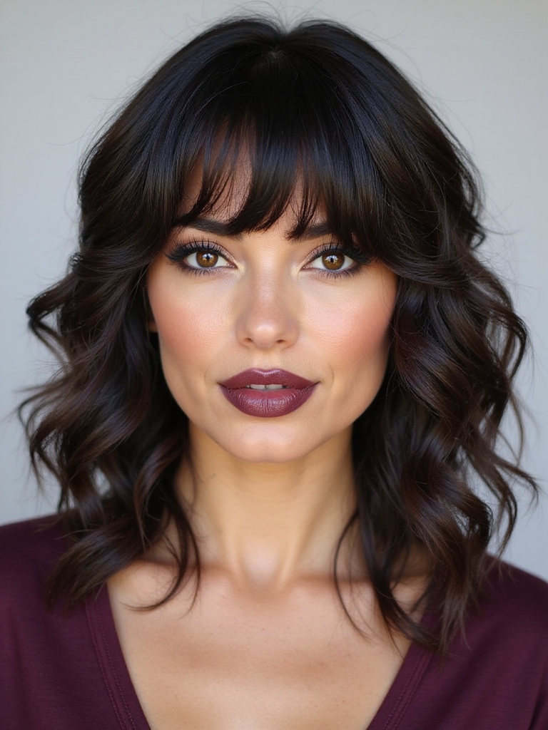 effortless curly curtain bangs