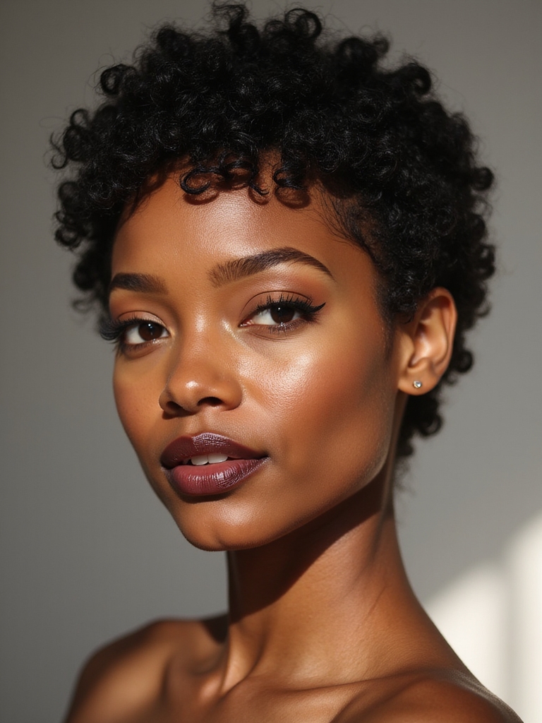 A curly pixie for natural texture