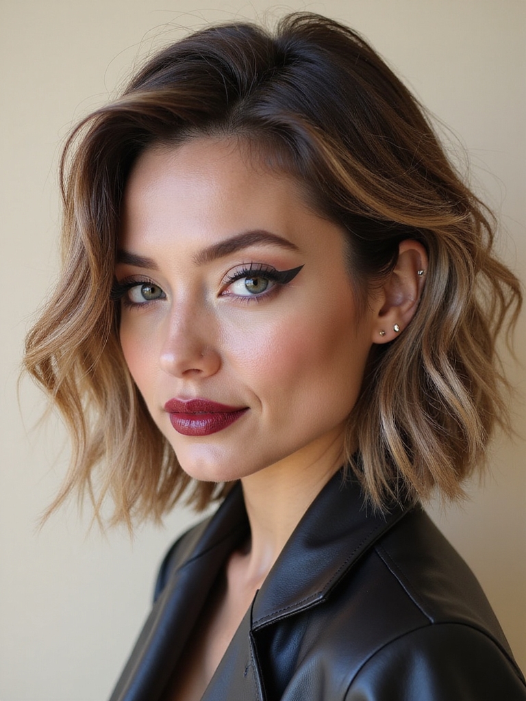 effortless layered shoulder length style