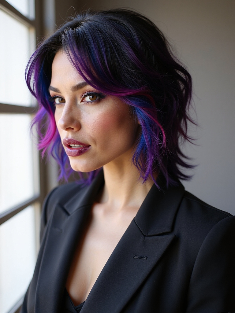 electric highlighted textured wolfcut