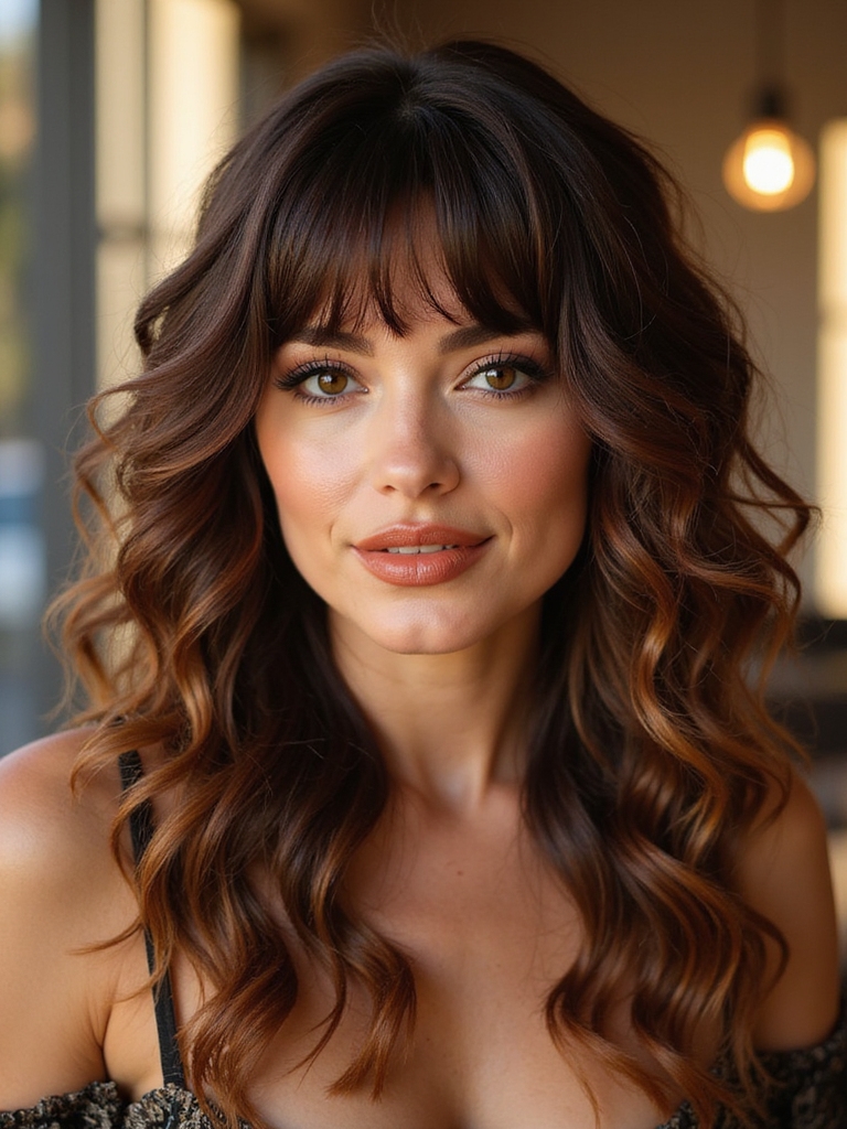 elongated curtain fringe curls