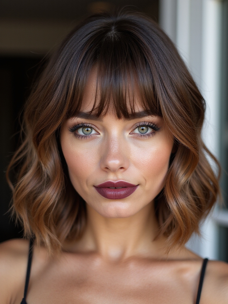 A long bob with eye-skimming bangs