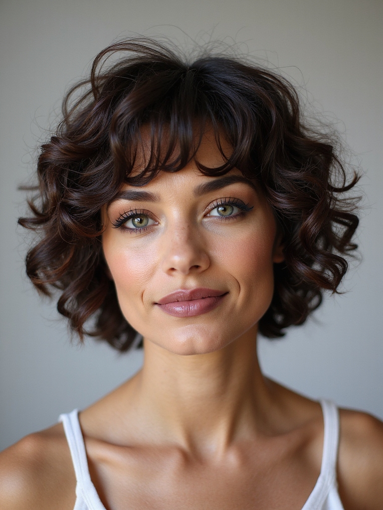 Face-framing curly bob