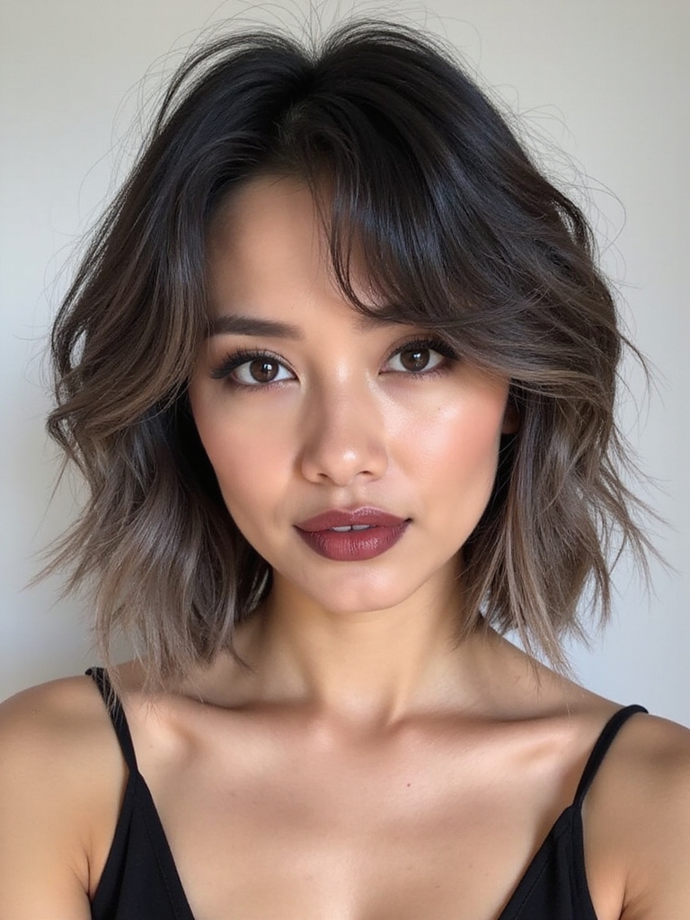 An airy collarbone messy bob