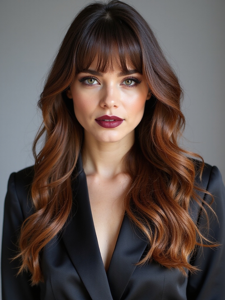 Feathered layers side bangs