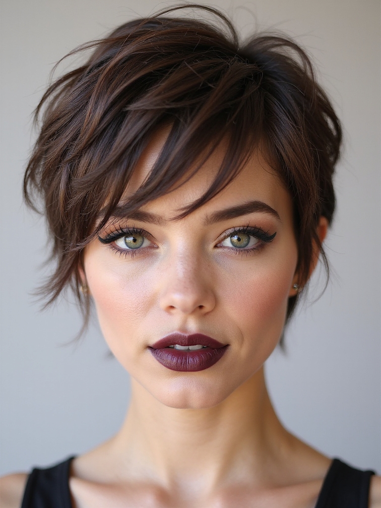 Feathered pixie round face