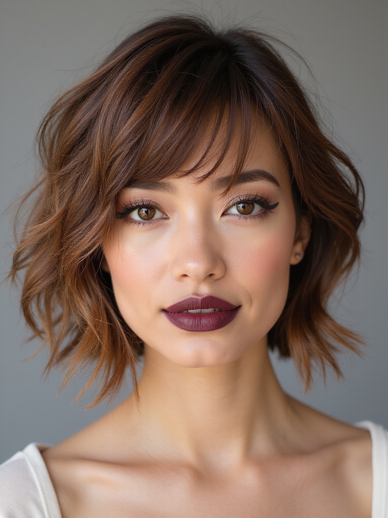 feathered airy razor cut bob