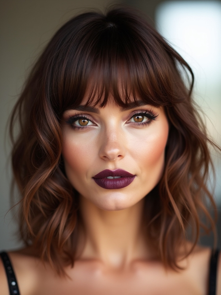 feathered bangs framing face