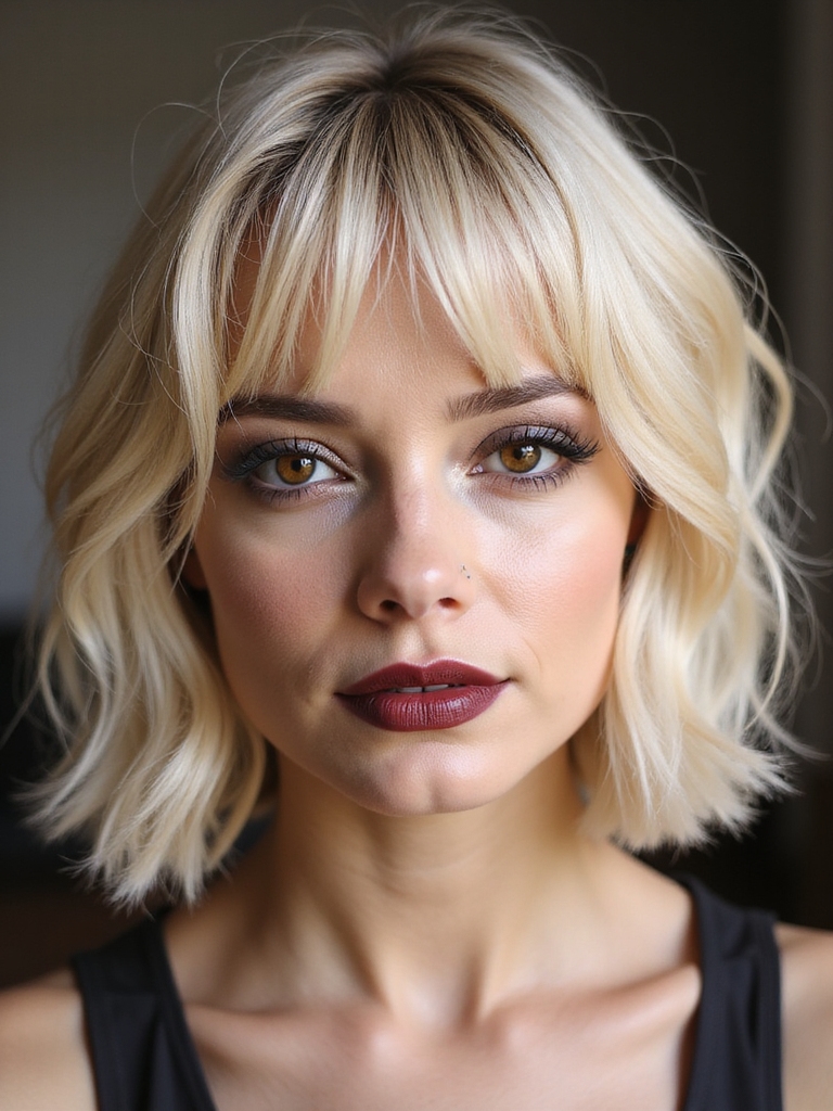 feathered bangs with highlights