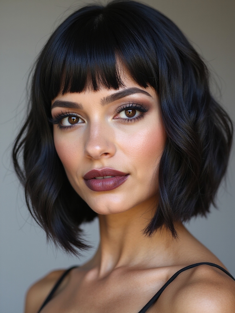 feathered chin length face framing cut