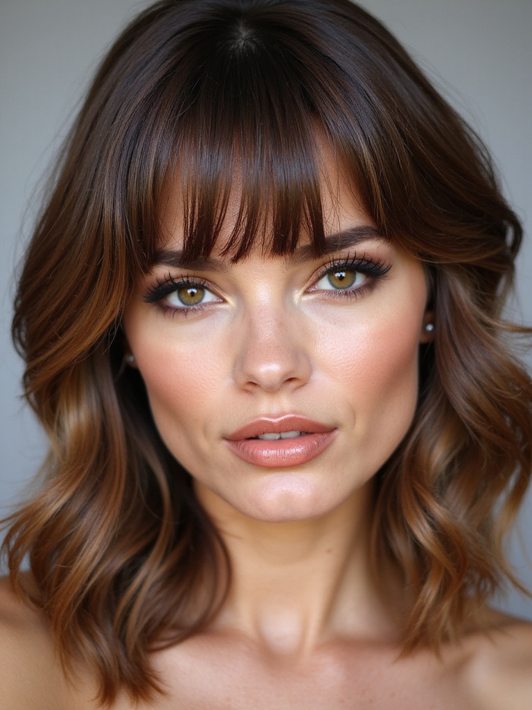 feathered curtain bangs shag