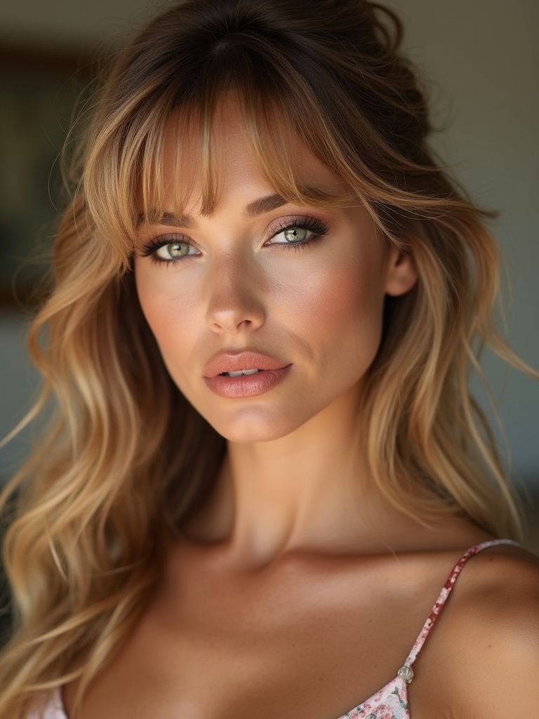 Soft waves paired with a feathered wispy fringe