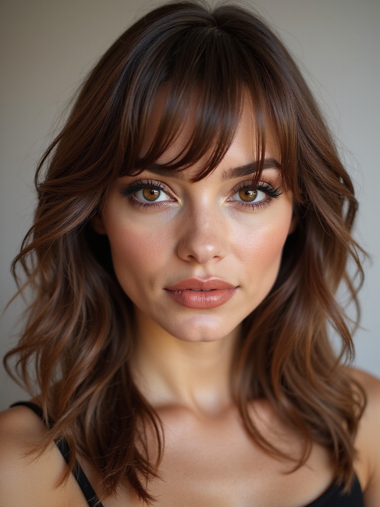 feathered face framing wispy fringe