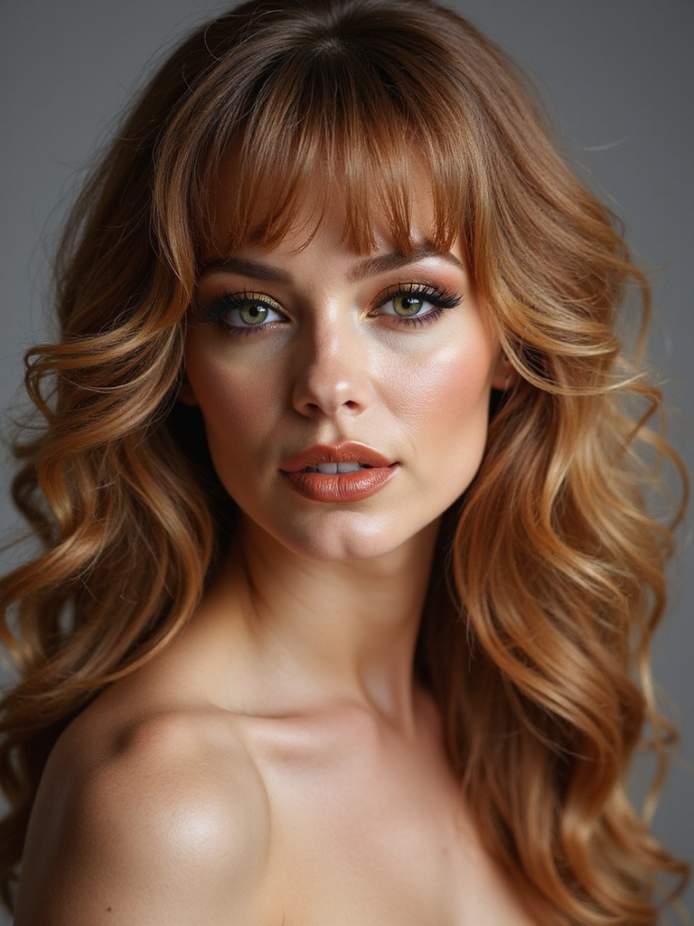 Feathered 70s layered bangs