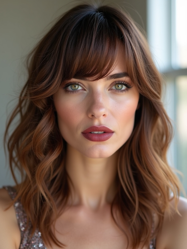 Layering curtain bangs medium