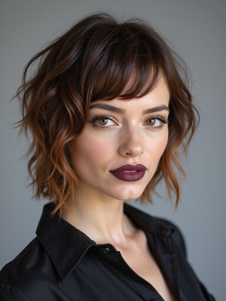 feathered layered modern mullet