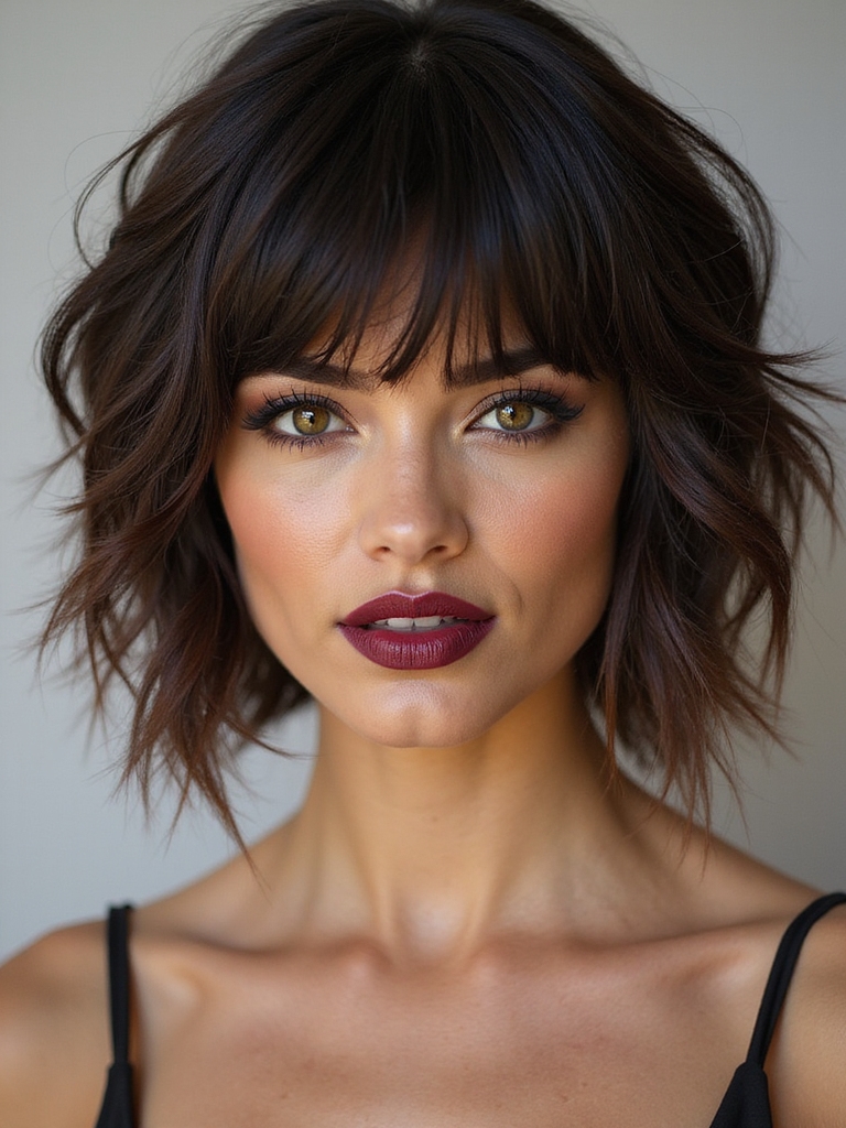 A shaggy bob with a feathered fringe