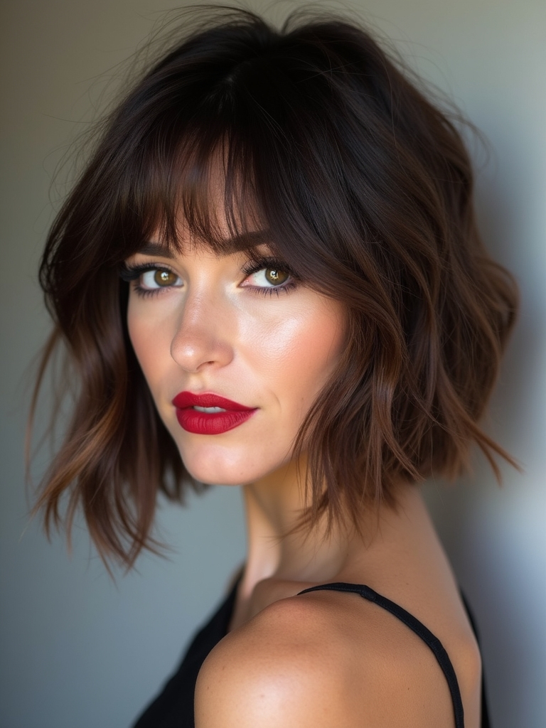 feathered shattered bob haircut