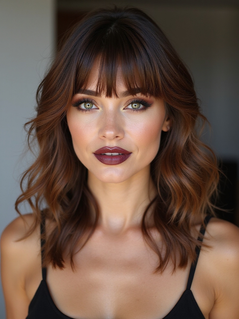 Side-swept layered bangs