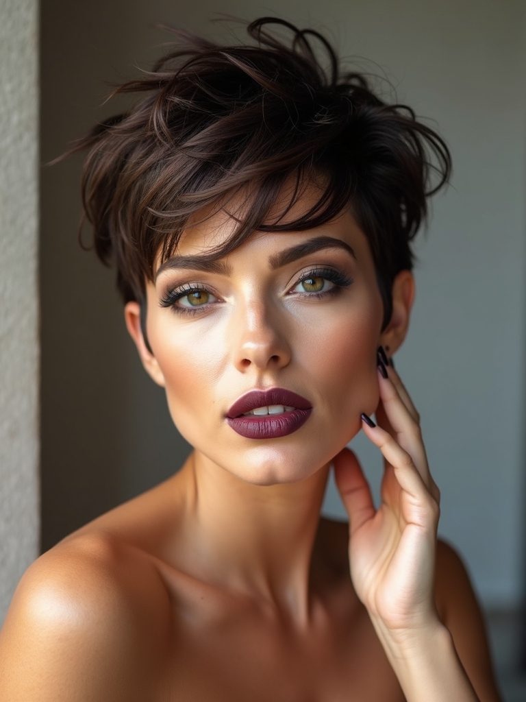 feathered soft texture pixie