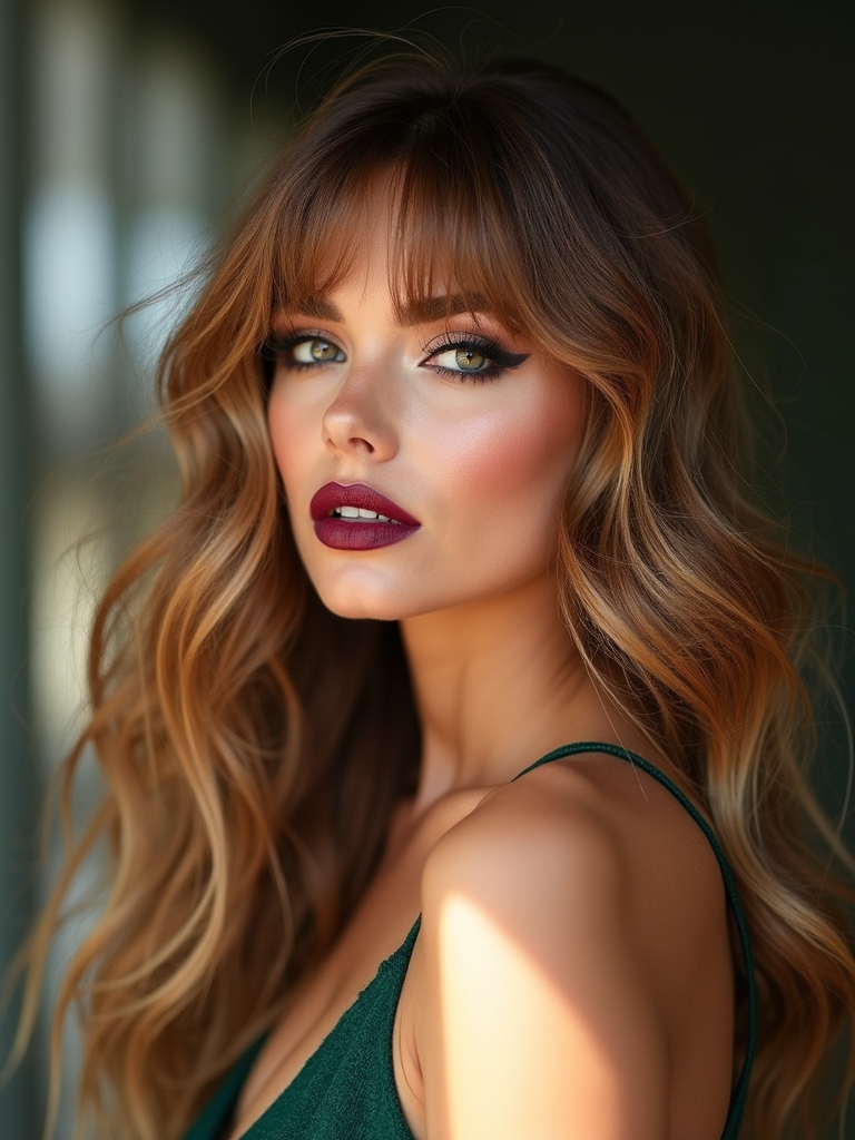 feathered wispy eye grazing bangs