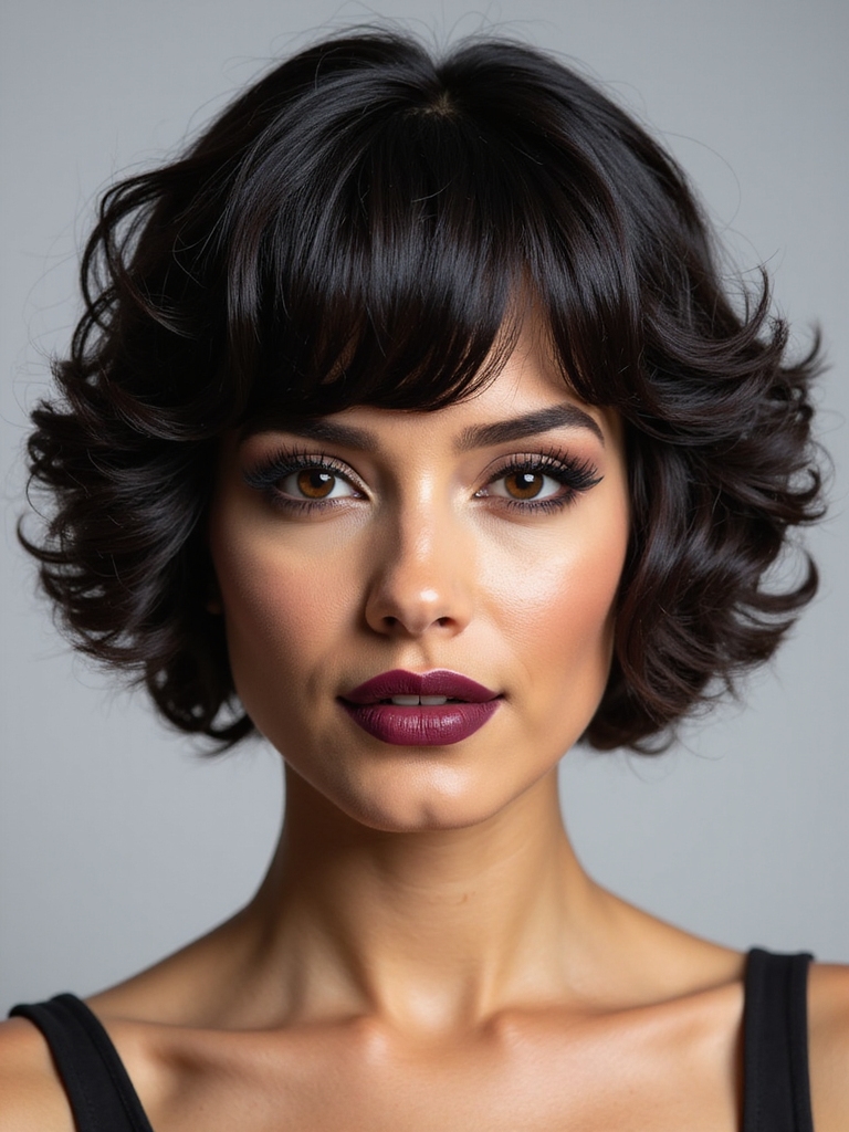 featherlight above brow curly bangs