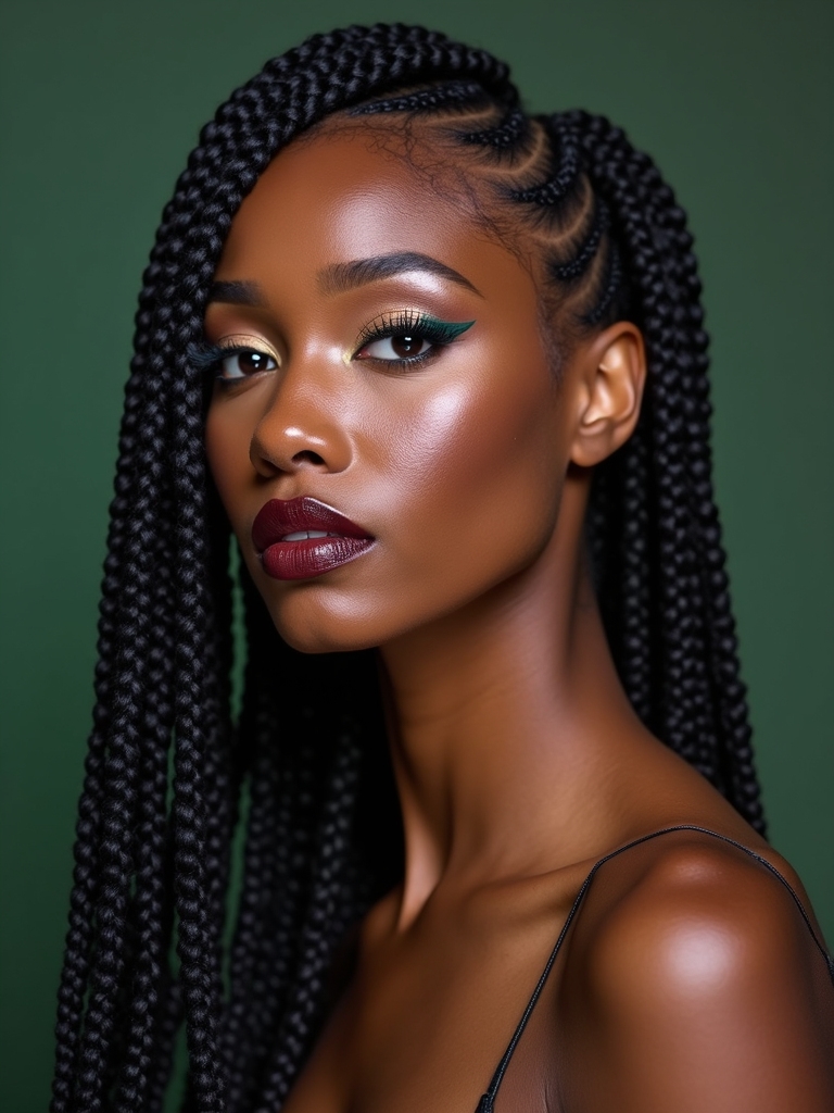 A flat-twisted front with free short locs at the back