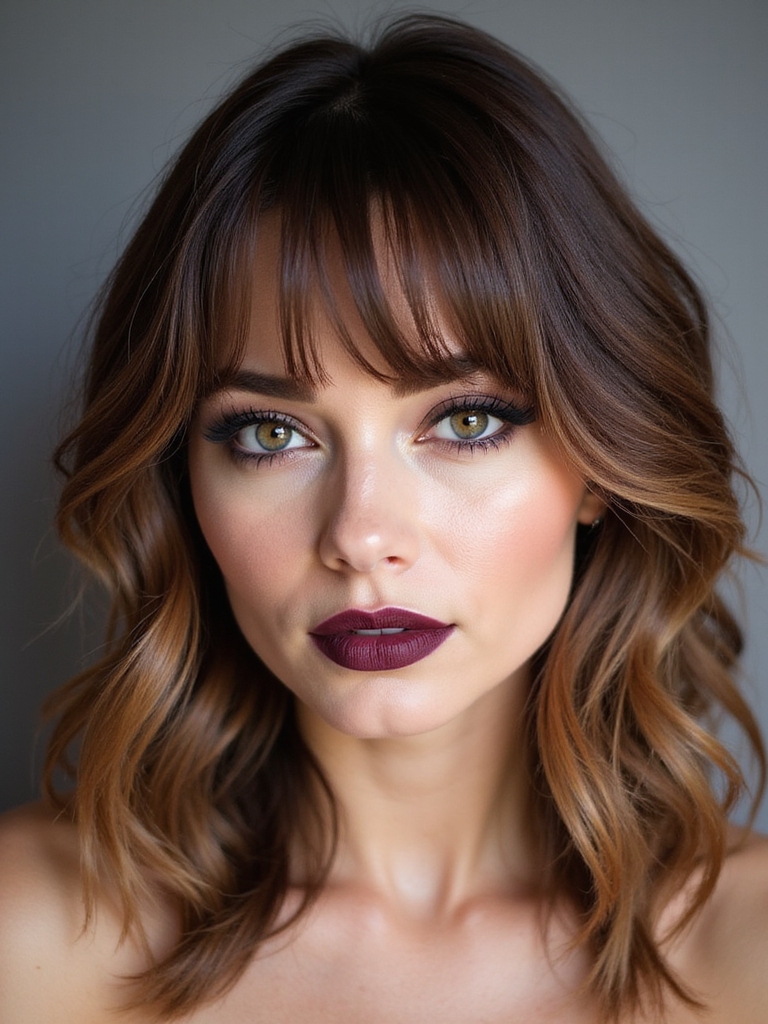 forehead skimming layered curtain bangs