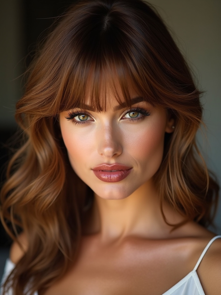 framing layered center parted bangs